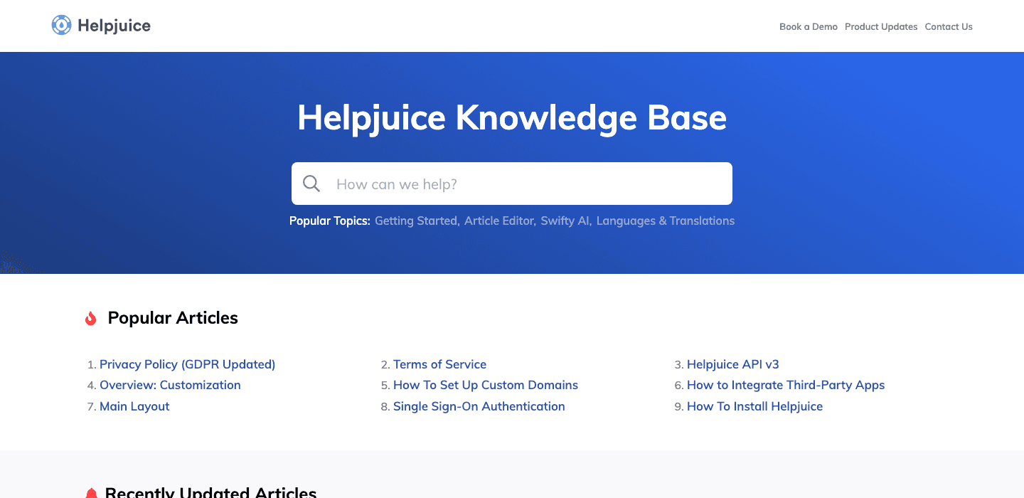 Helpjuice knowledge base interface screenshot